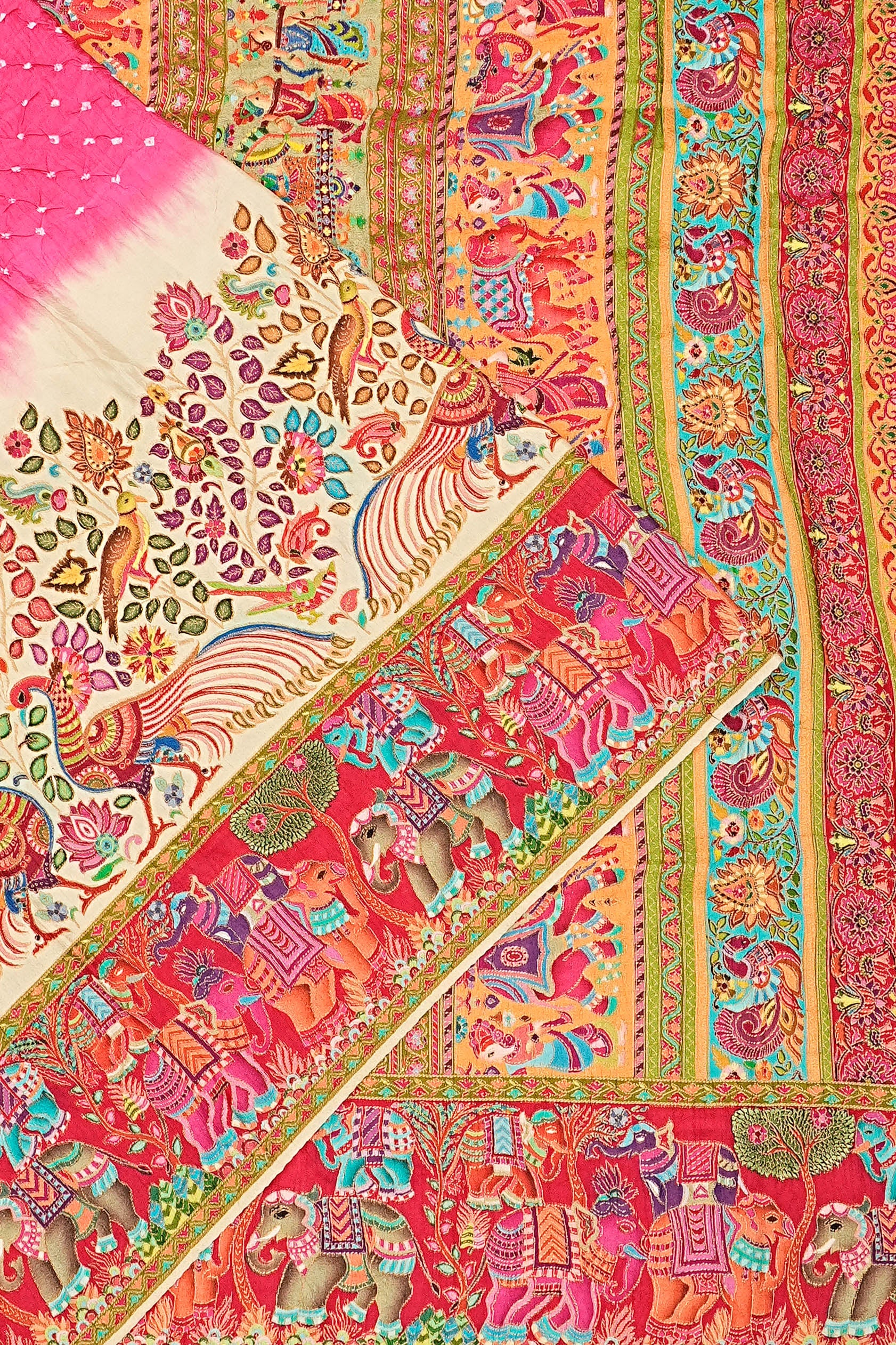 Banarasi Silk Bandhani Pink Saree