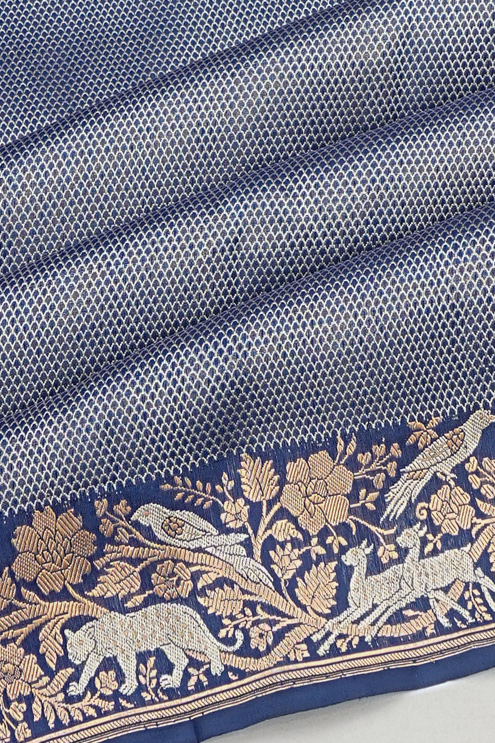 Banarasi Silk Brocade Dark Blue Saree 1215009607