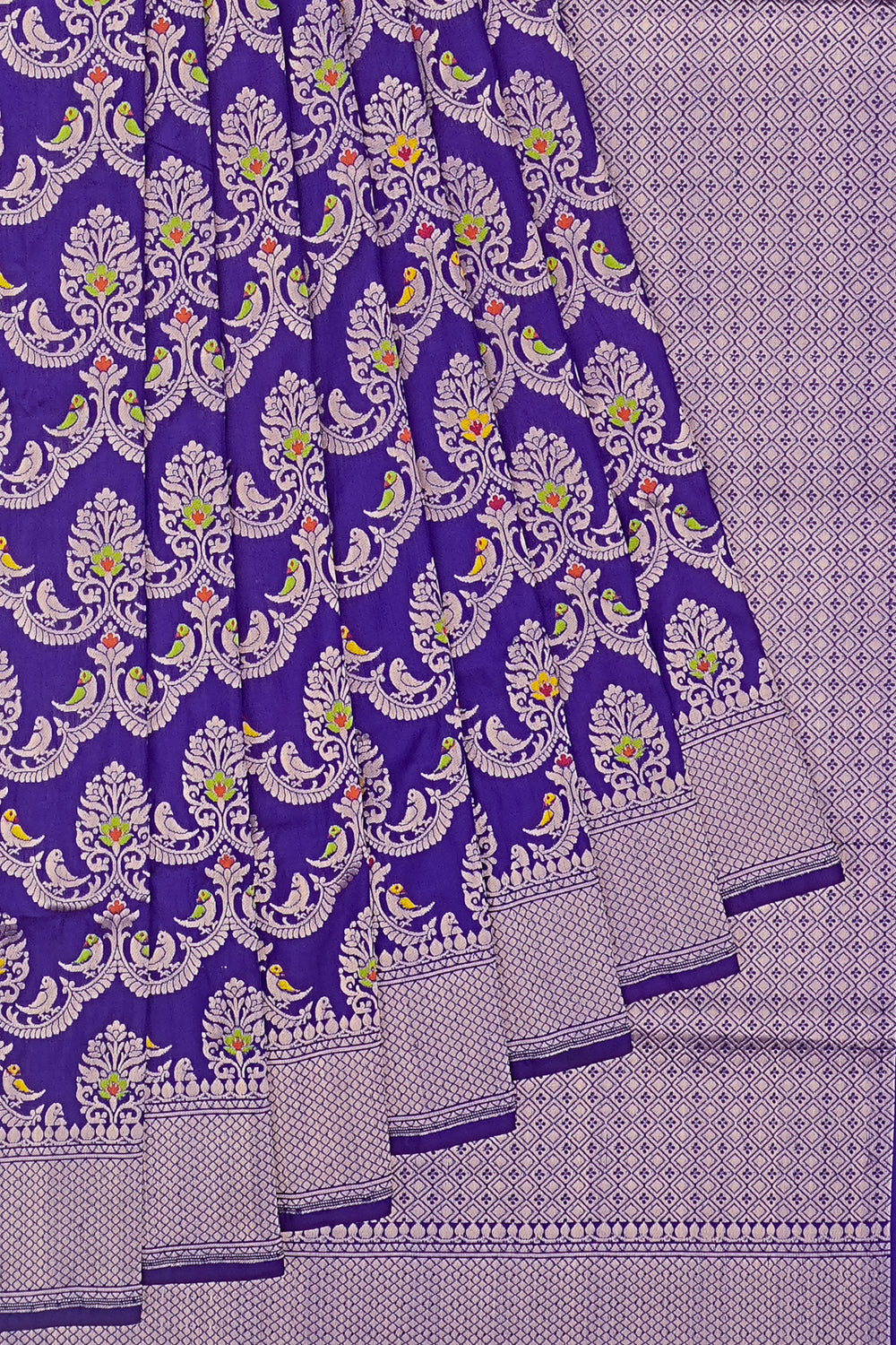 Banarasi Silk Brocade Violet Saree 1215009643