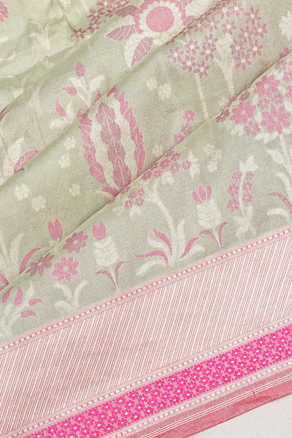 Banarasi Silk Tissue Brocade Pastel Green Saree