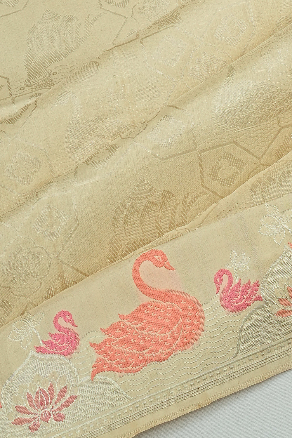 Banarasi Silk Brocade Cream Saree