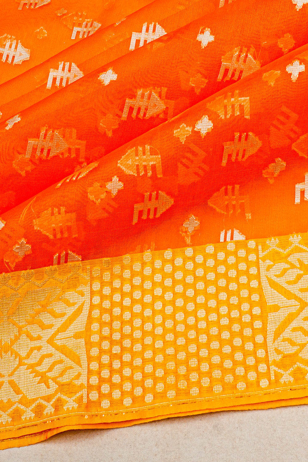 Banarasi Kora Organza Butta Orange Saree