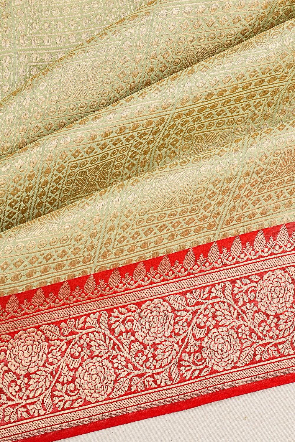 Banarasi Silk Brocade Pista Green Saree