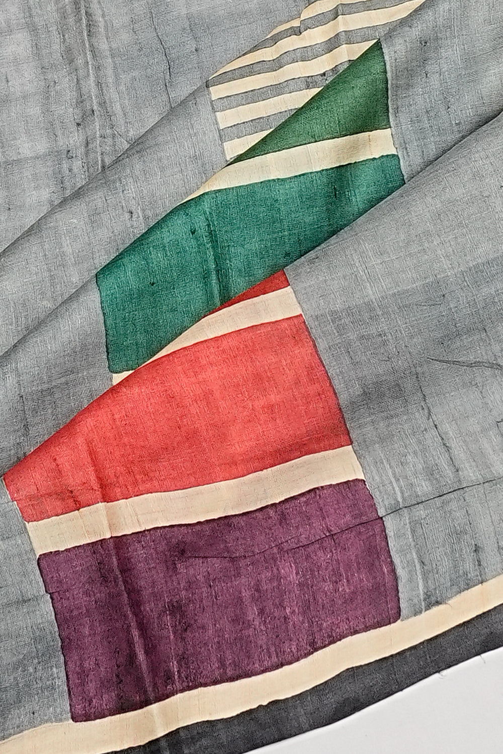 Tussar Printed Cream Saree