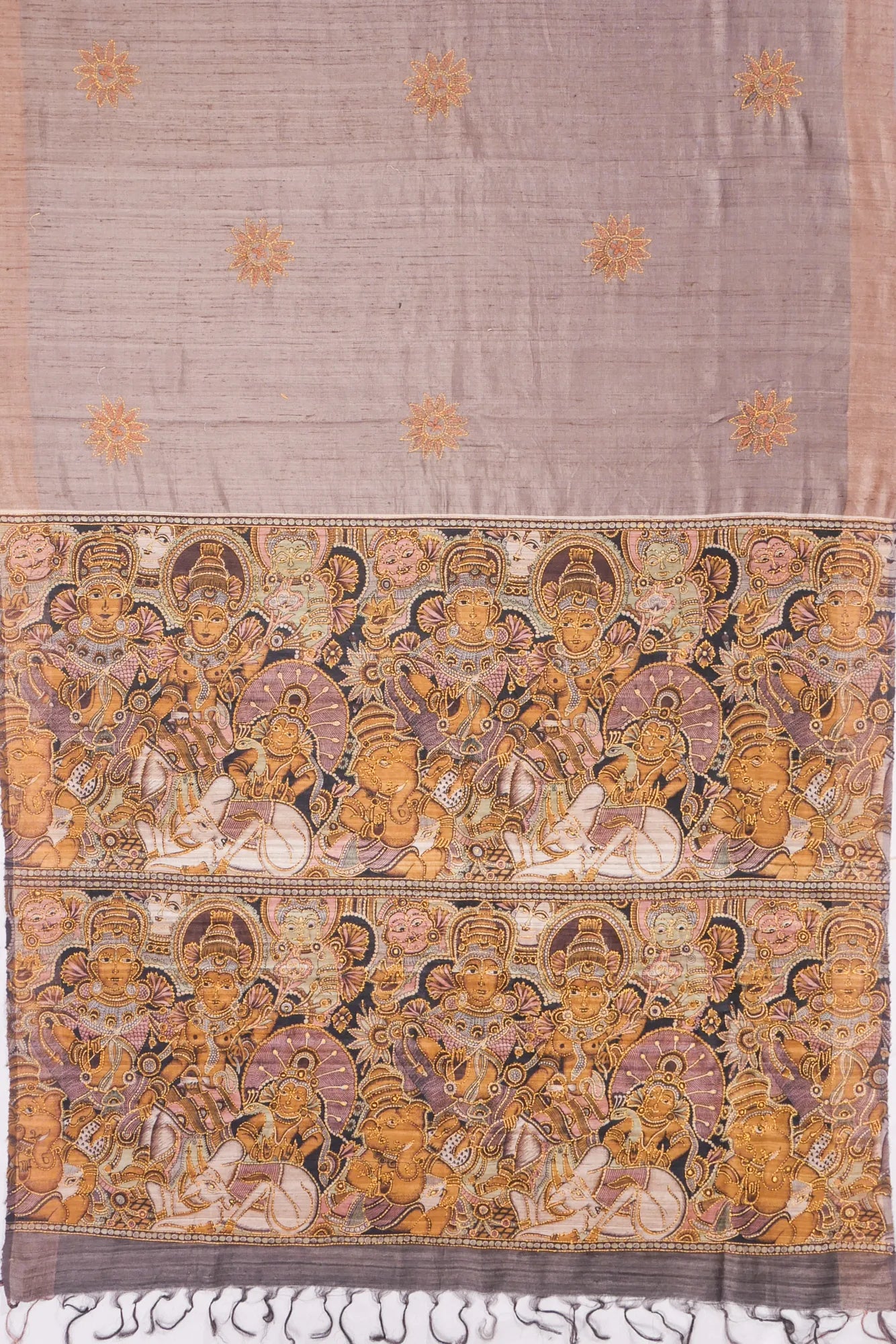 Kankatala Tussar Kantha Work Butta Lilac Saree g2