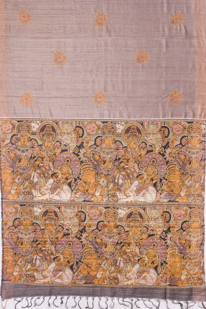 Kankatala Tussar Kantha Work Butta Lilac Saree g2