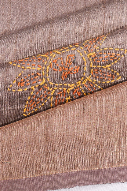 Kankatala Tussar Kantha Work Butta Lilac Saree g2