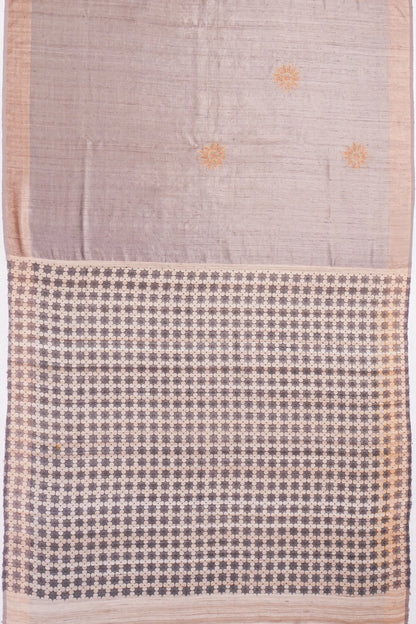 Kankatala Tussar Kantha Work Butta Lilac Saree g2