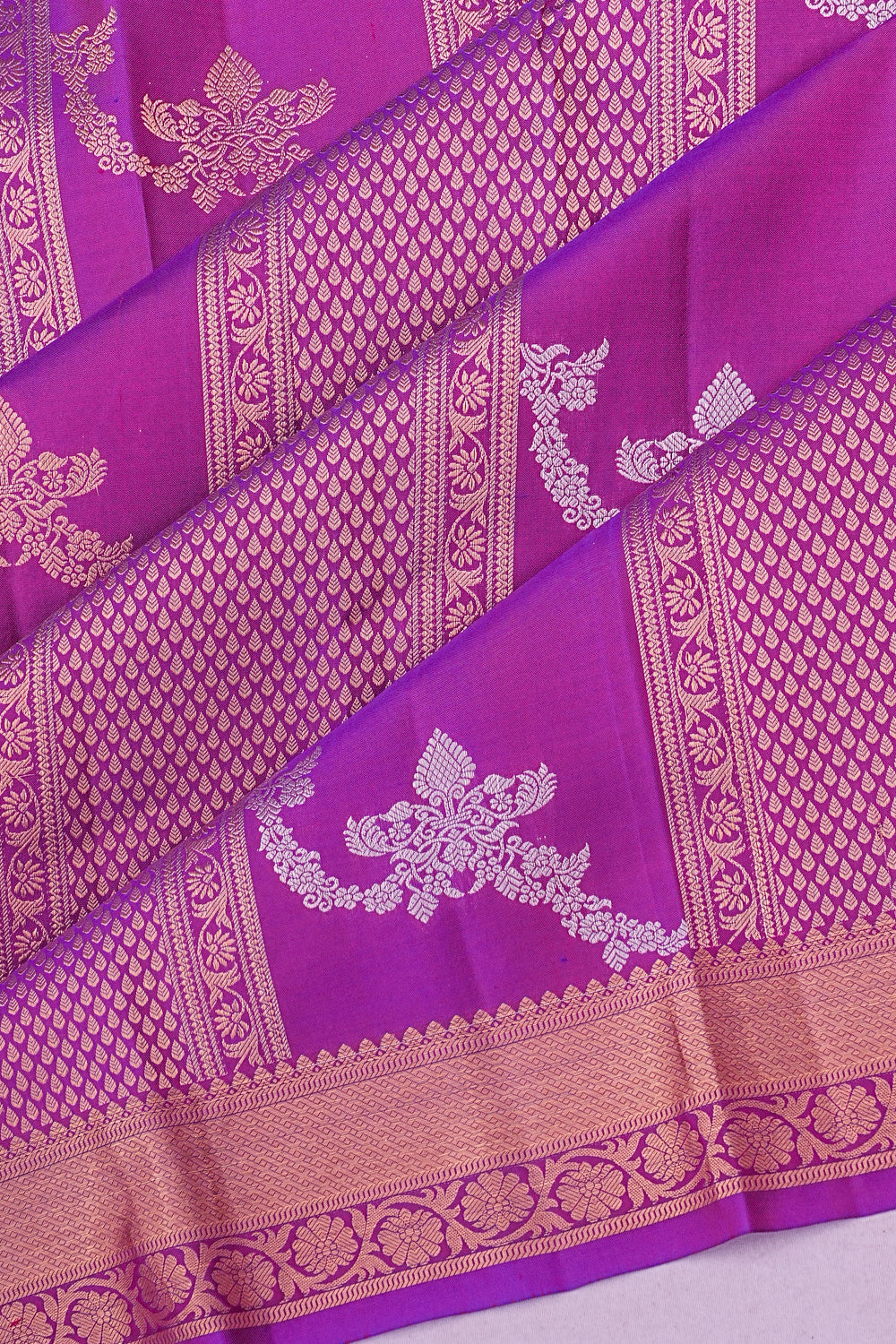 Kanchipuram Silk Brocade Violet Saree 1215011775