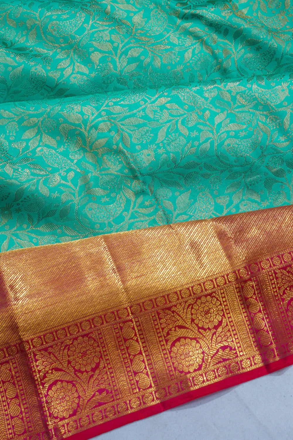 Kanchipuram Silk Brocade Sea Blue Saree
