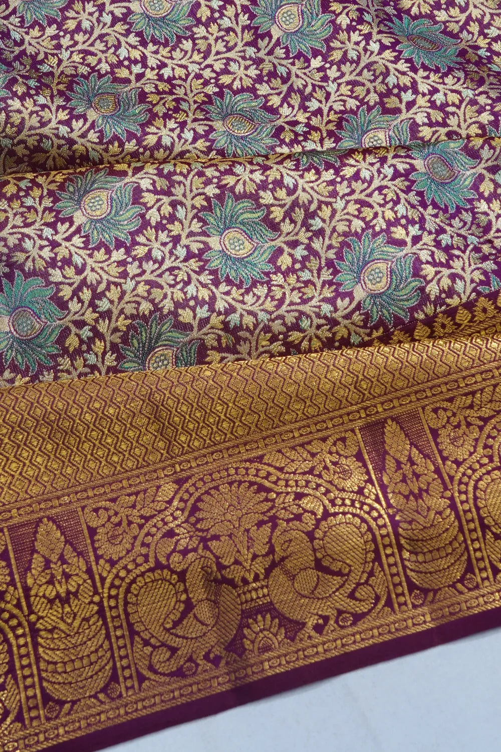 Kanchipuram Silk Tissue Brocade Purple Saree