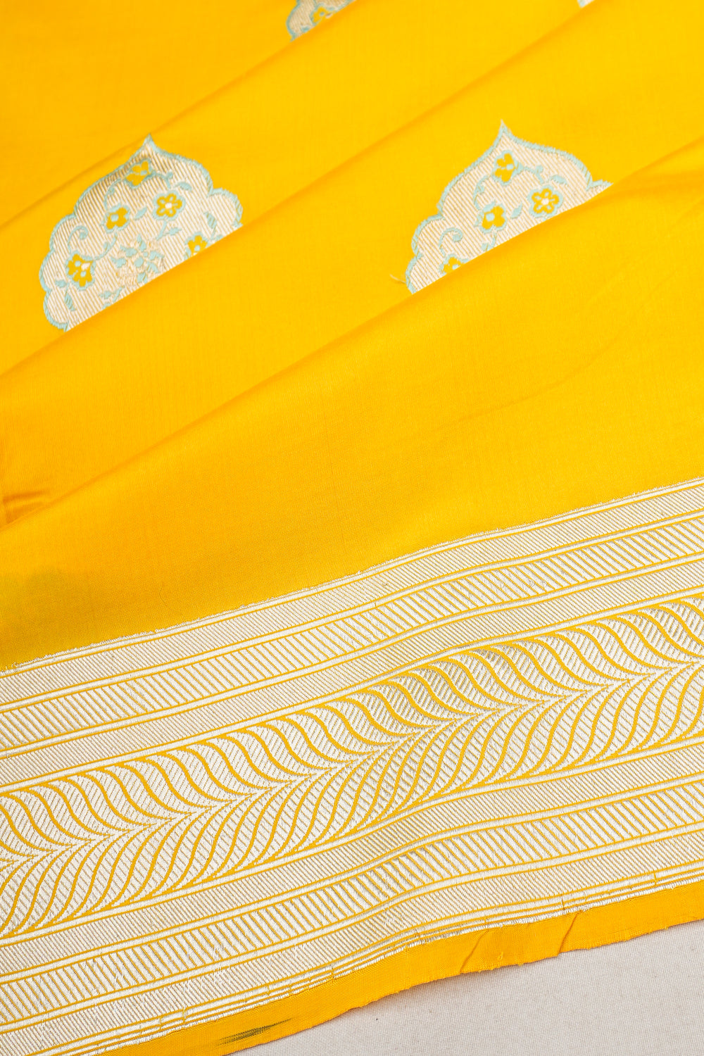 Banarasi Silk Butta Yellow Saree