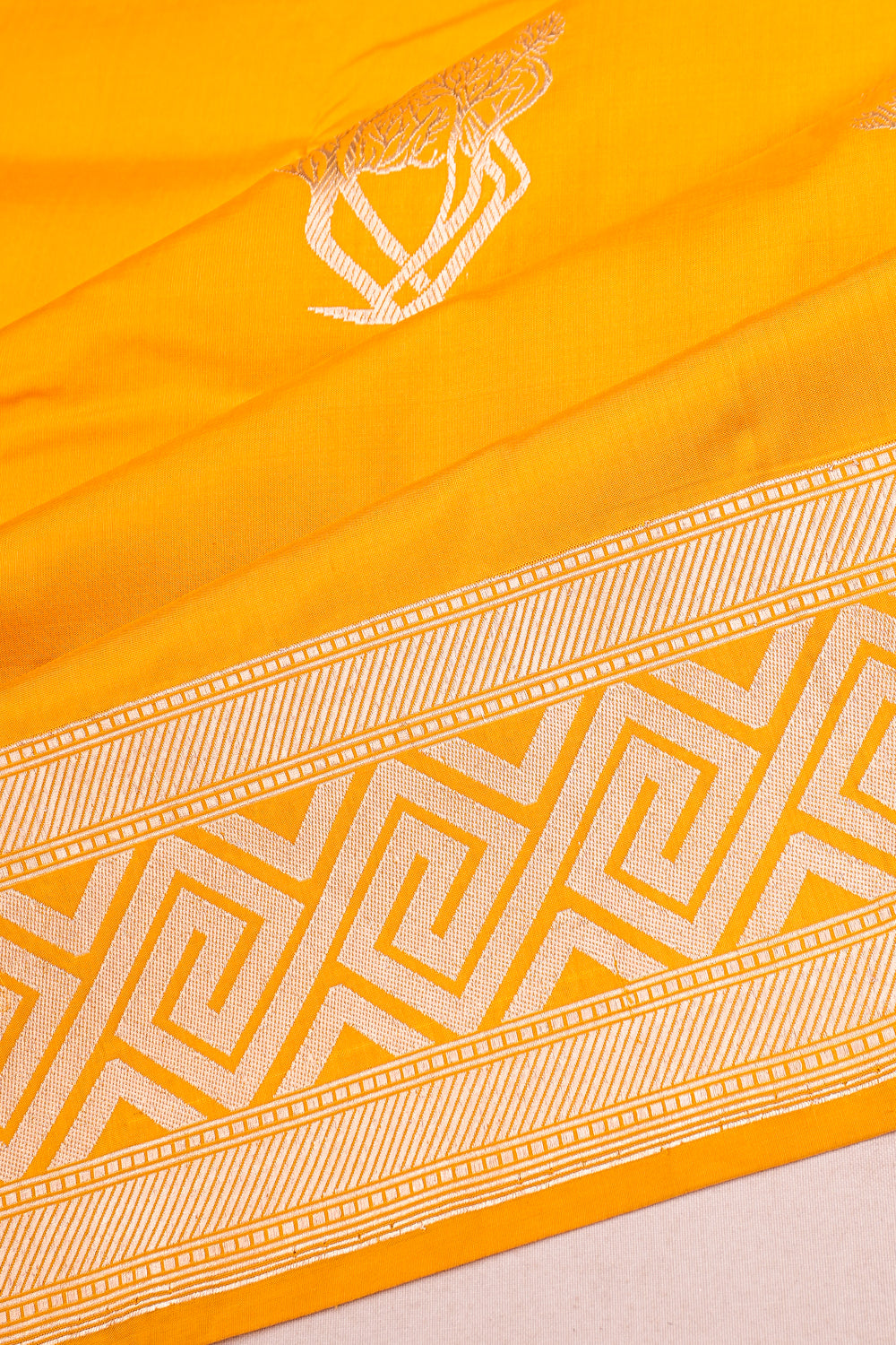 Banarasi Silk Deer Butta Yellow Saree
