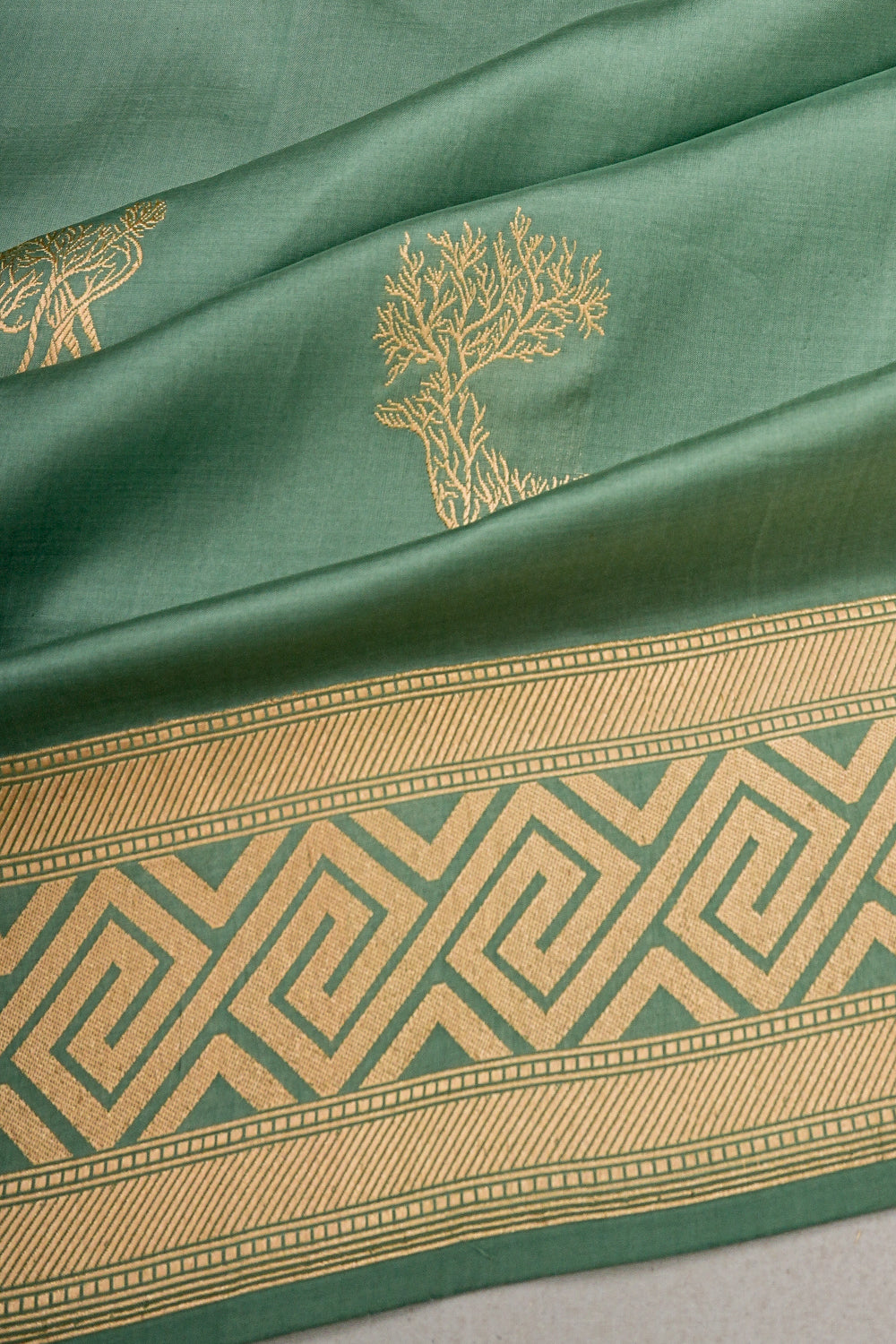 Banarasi Silk Deer Butta Green Saree