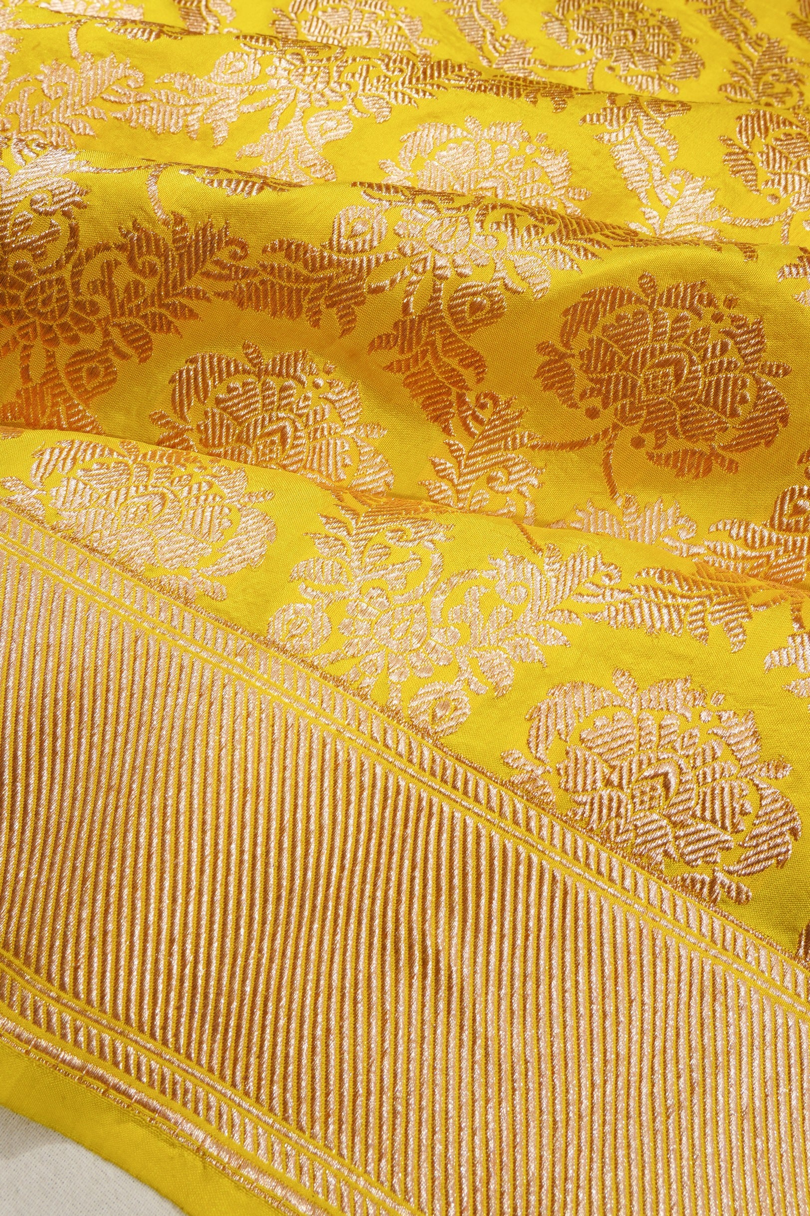 Banarasi Silk Kadwa Jaal Yellow Saree