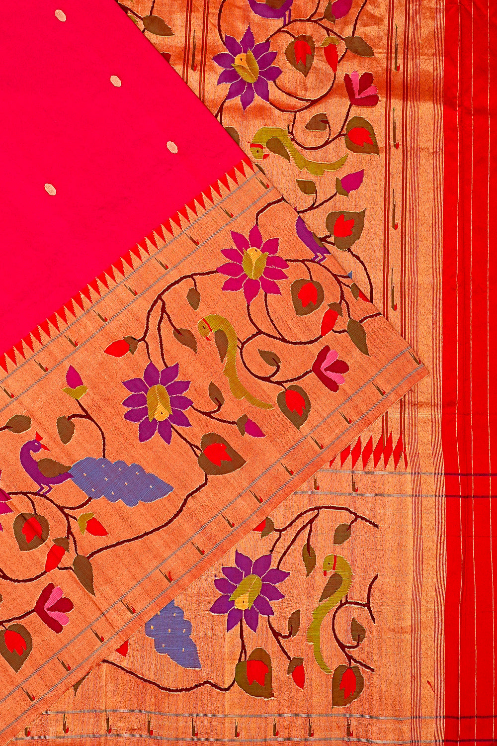 Paithani Silk Butta Pink Saree With Big Border