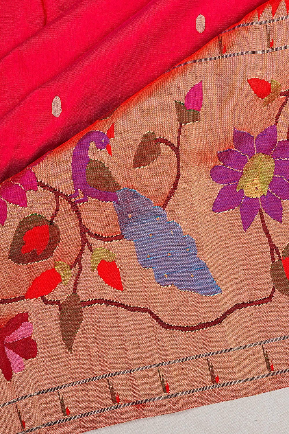 Paithani Silk Butta Pink Saree With Big Border