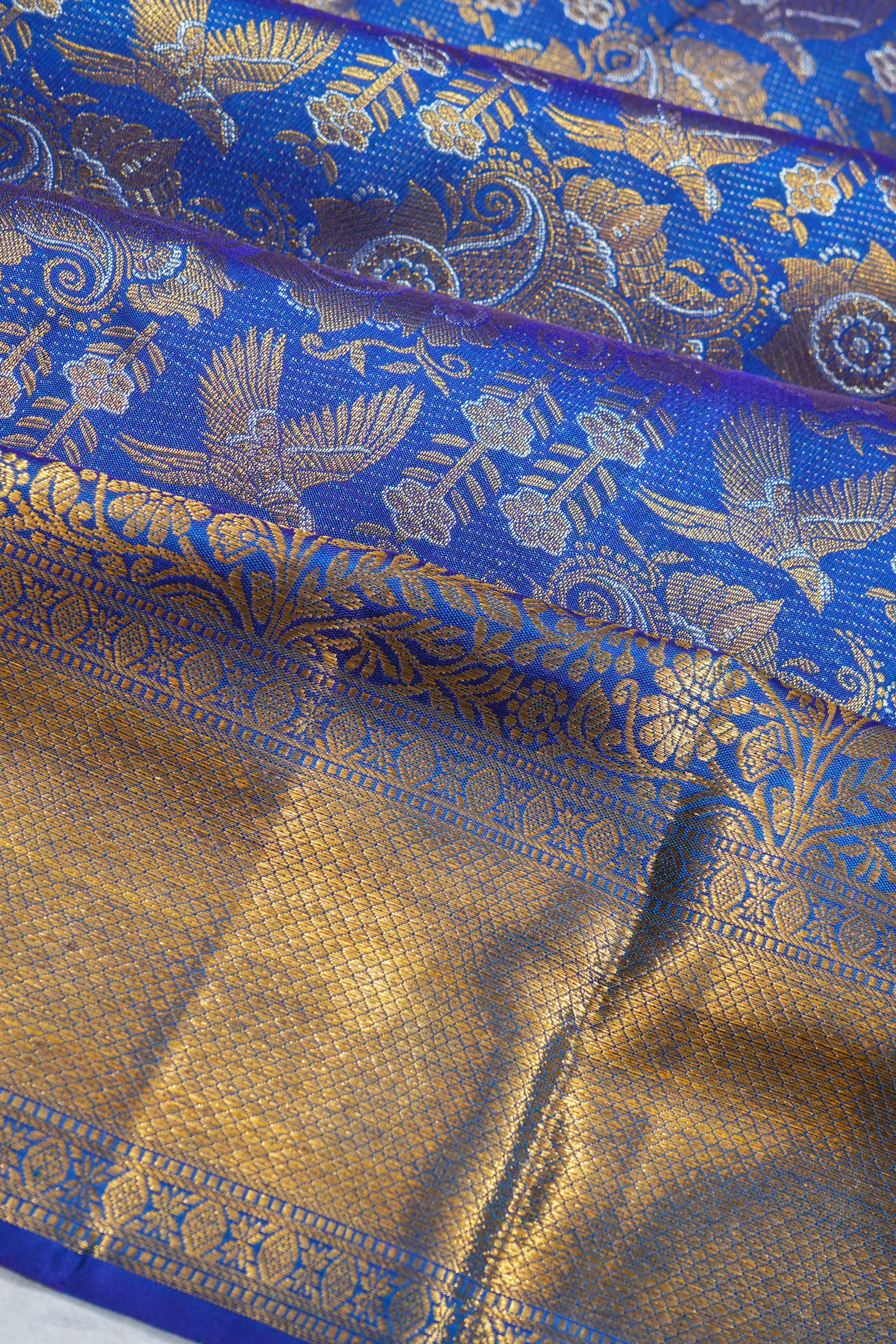 Kanchipuram Silk Brocade Royal Blue Saree