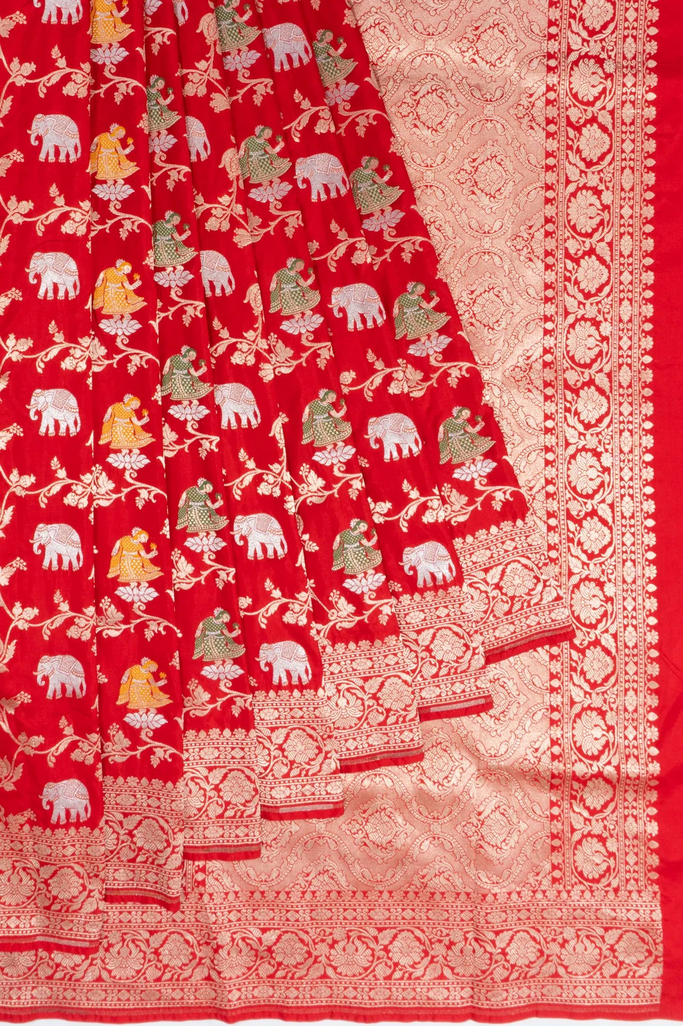 Banarasi Silk Jaal Red Saree