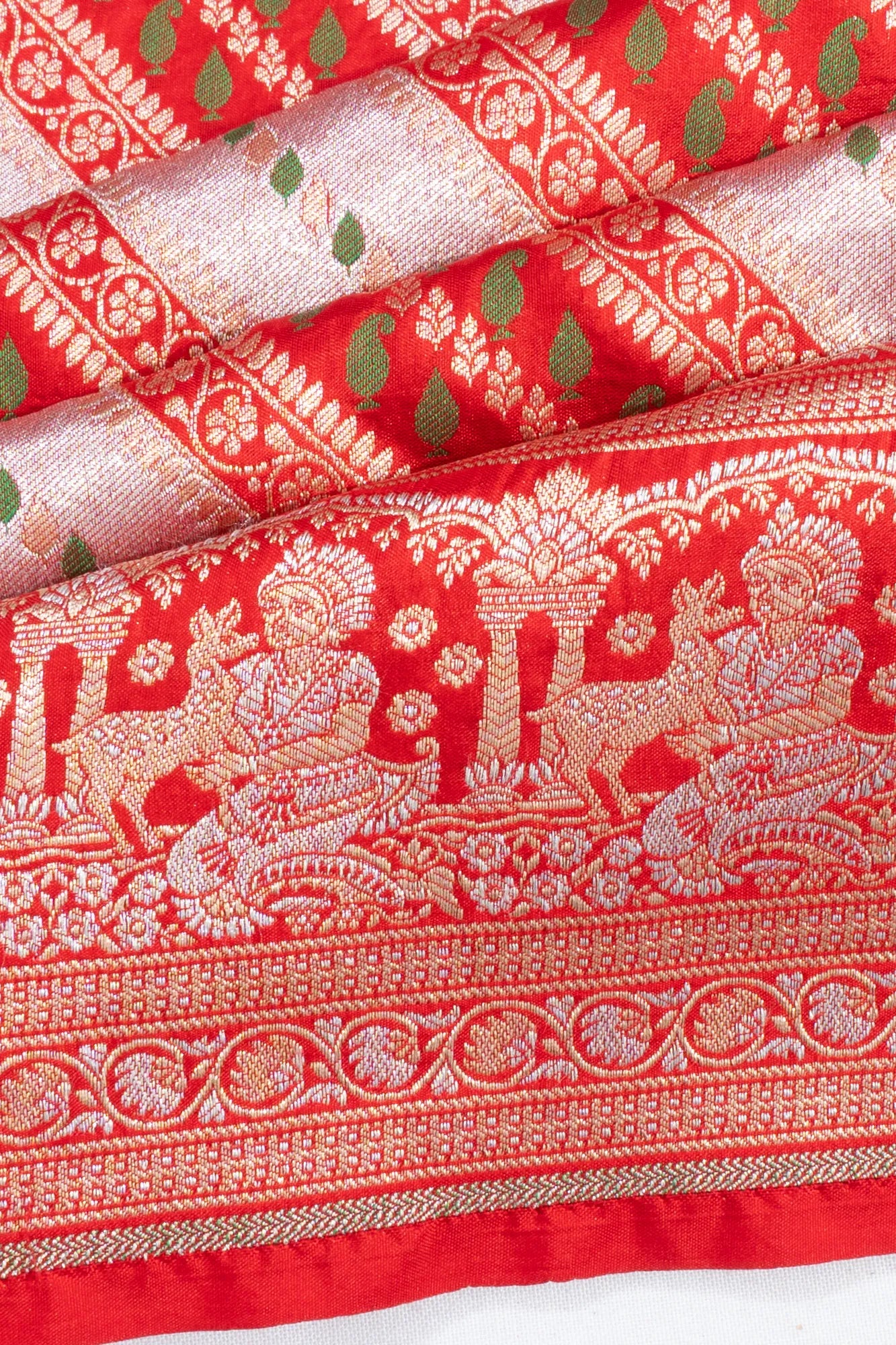 Banarasi Silk Leheriya Red Saree