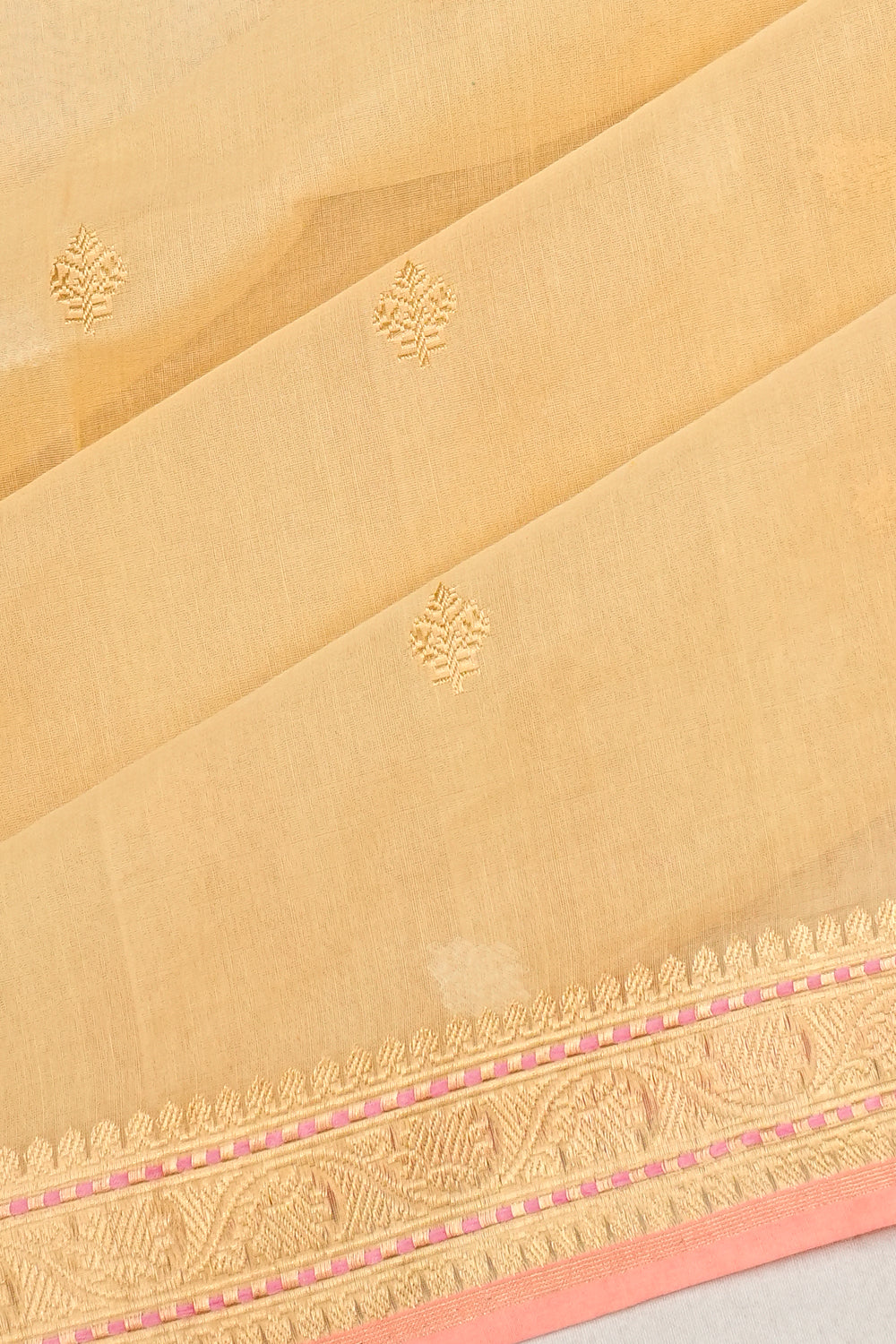 Banarasi Cotton Butta Cream Saree