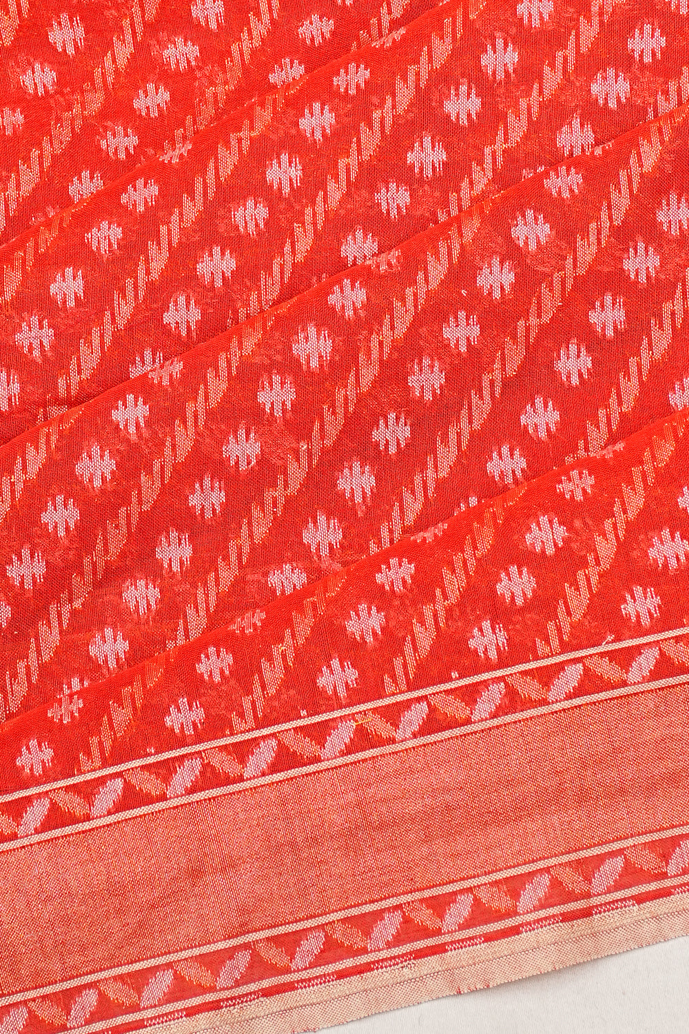 Banarasi Cotton Brocade Red Saree