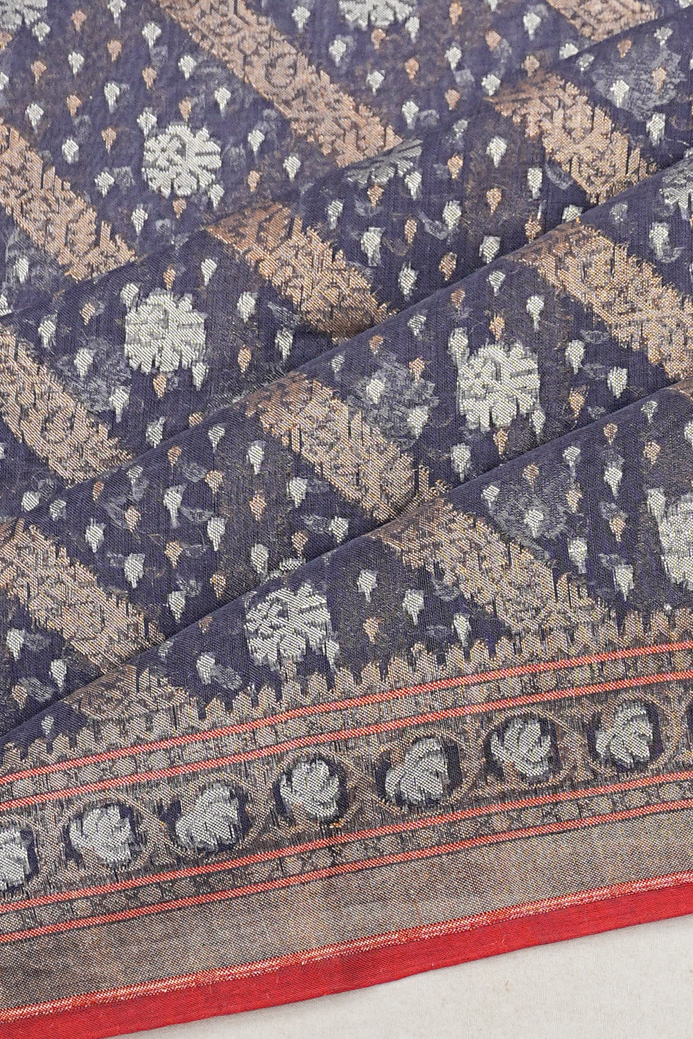 Banarasi Cotton Brocade Blue Saree 1215013666