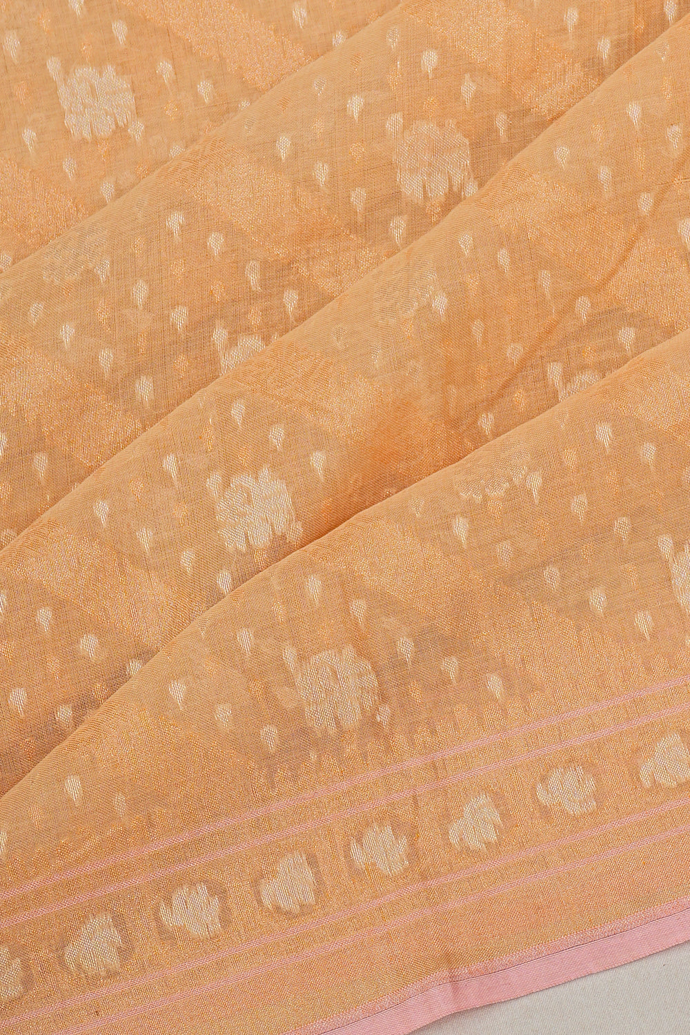 Banarasi Cotton Brocade Pastel Orange Saree