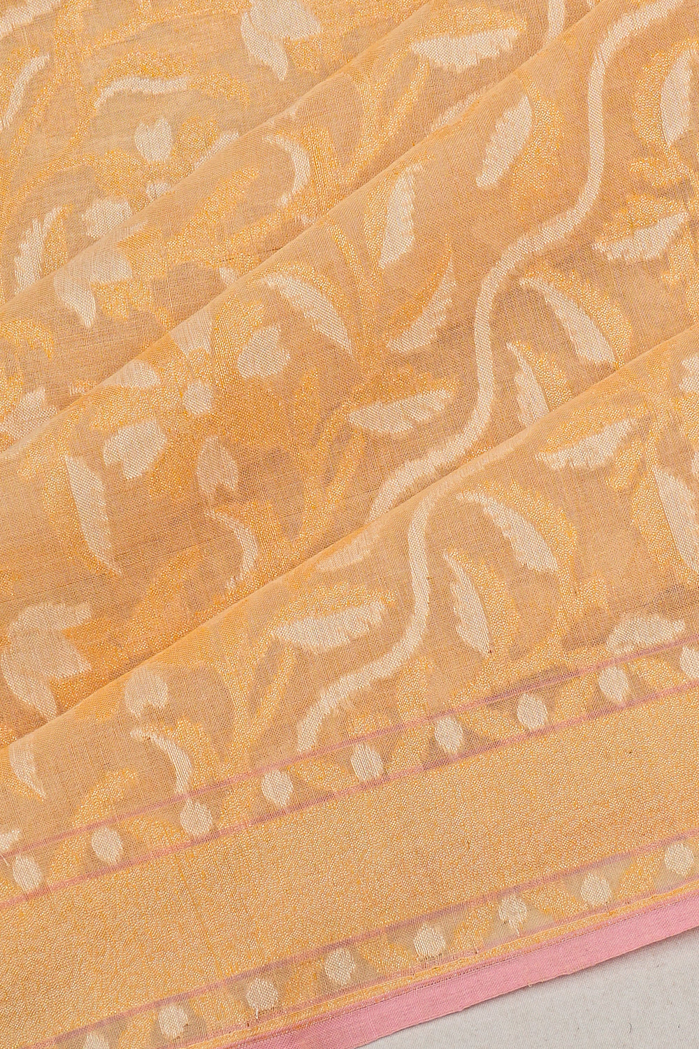 Banarasi Cotton Brocade Cream Saree