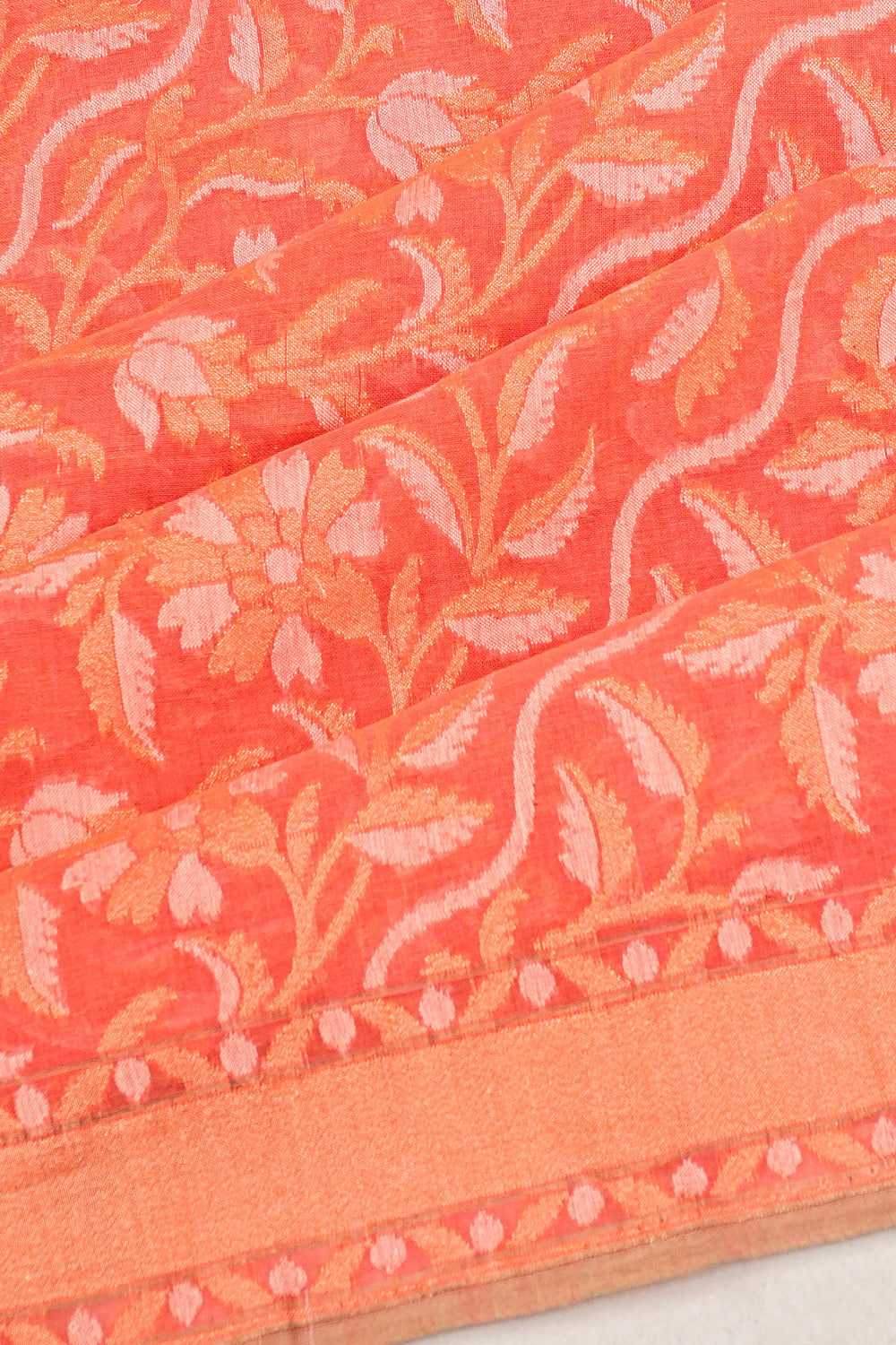 Banarasi Cotton Brocade Peach Saree