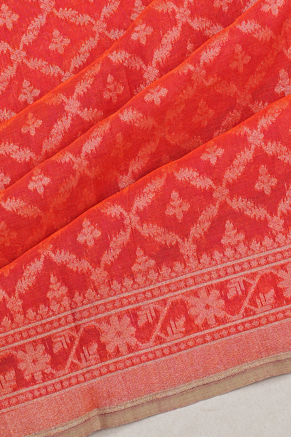 Banarasi Cotton Brocade Red Saree