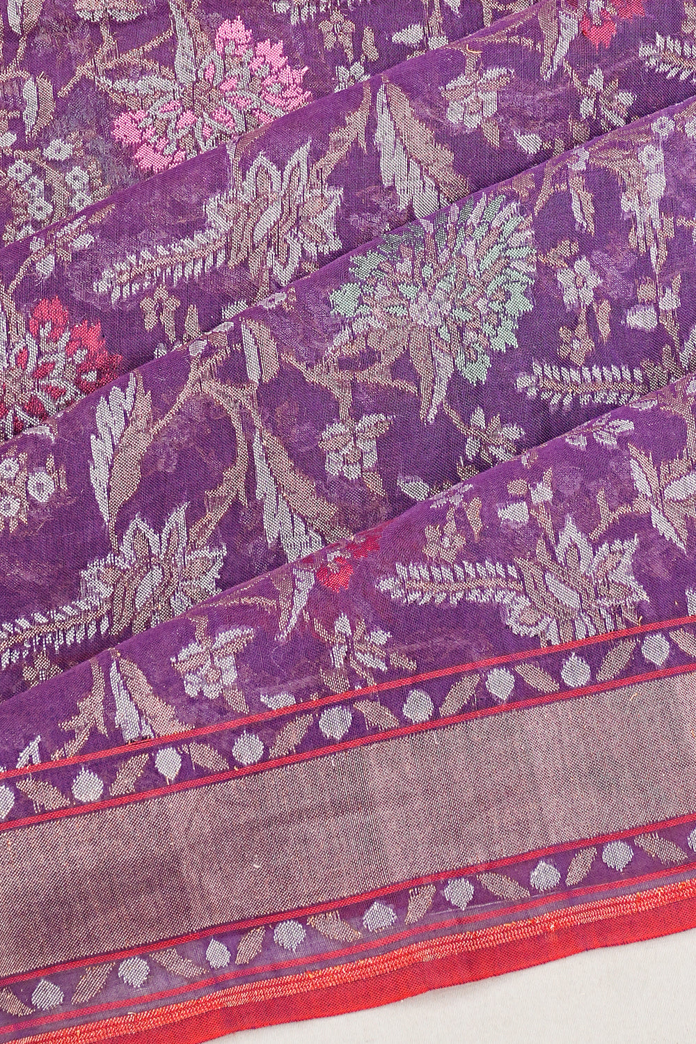 Banarasi Cotton Brocade Violet Saree