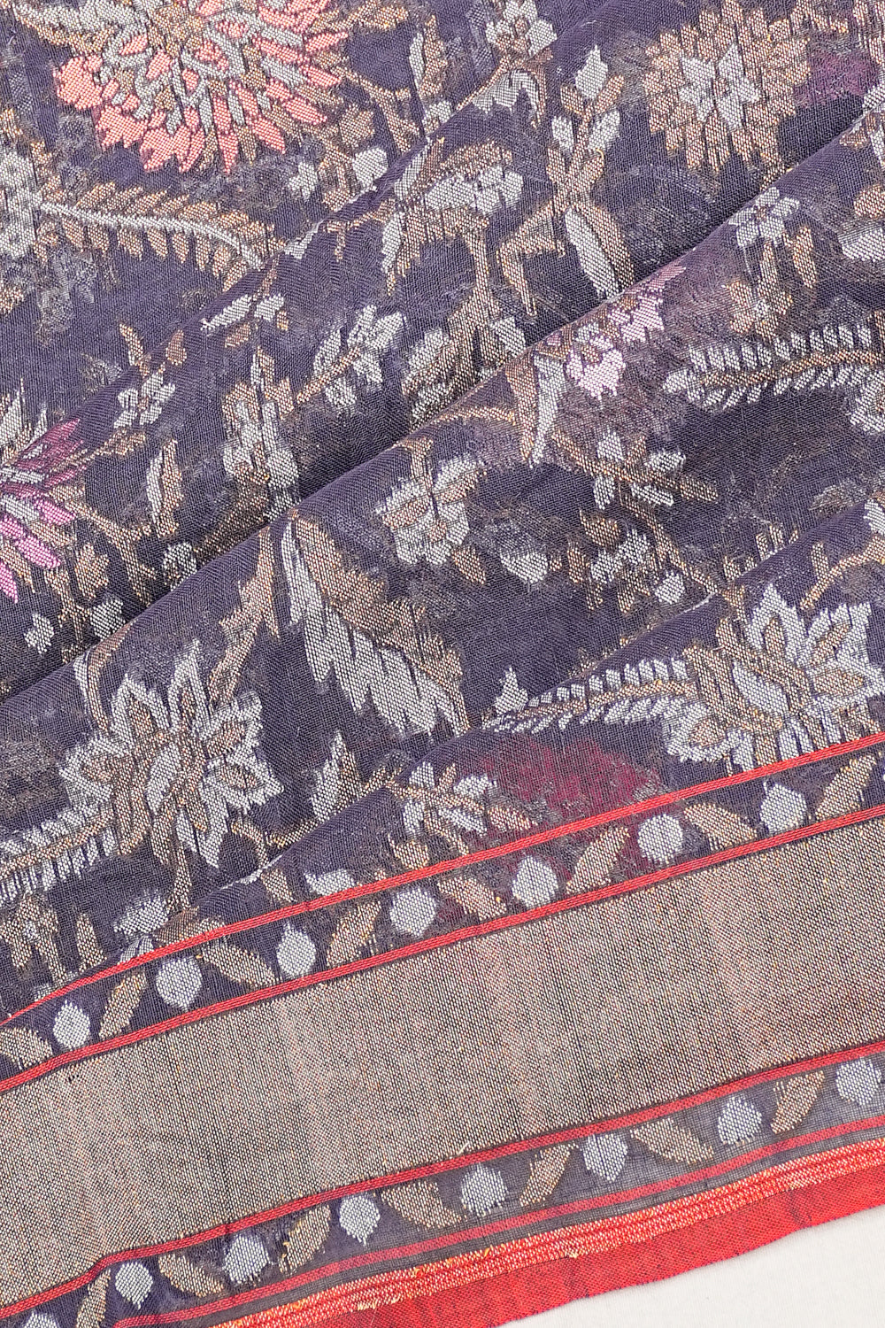 Banarasi Cotton Brocade Blue Saree 1215013678