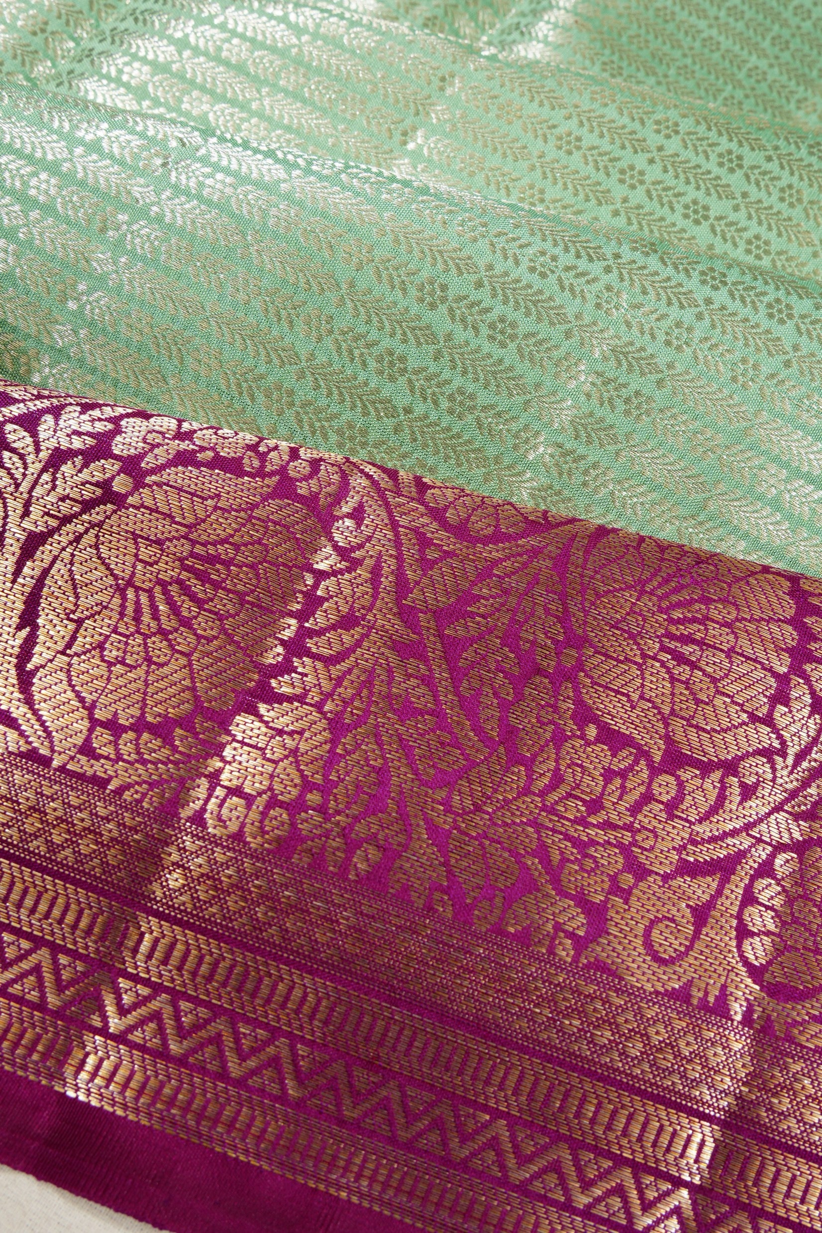 Kanchipuram Silk Brocade Pastel Green Saree