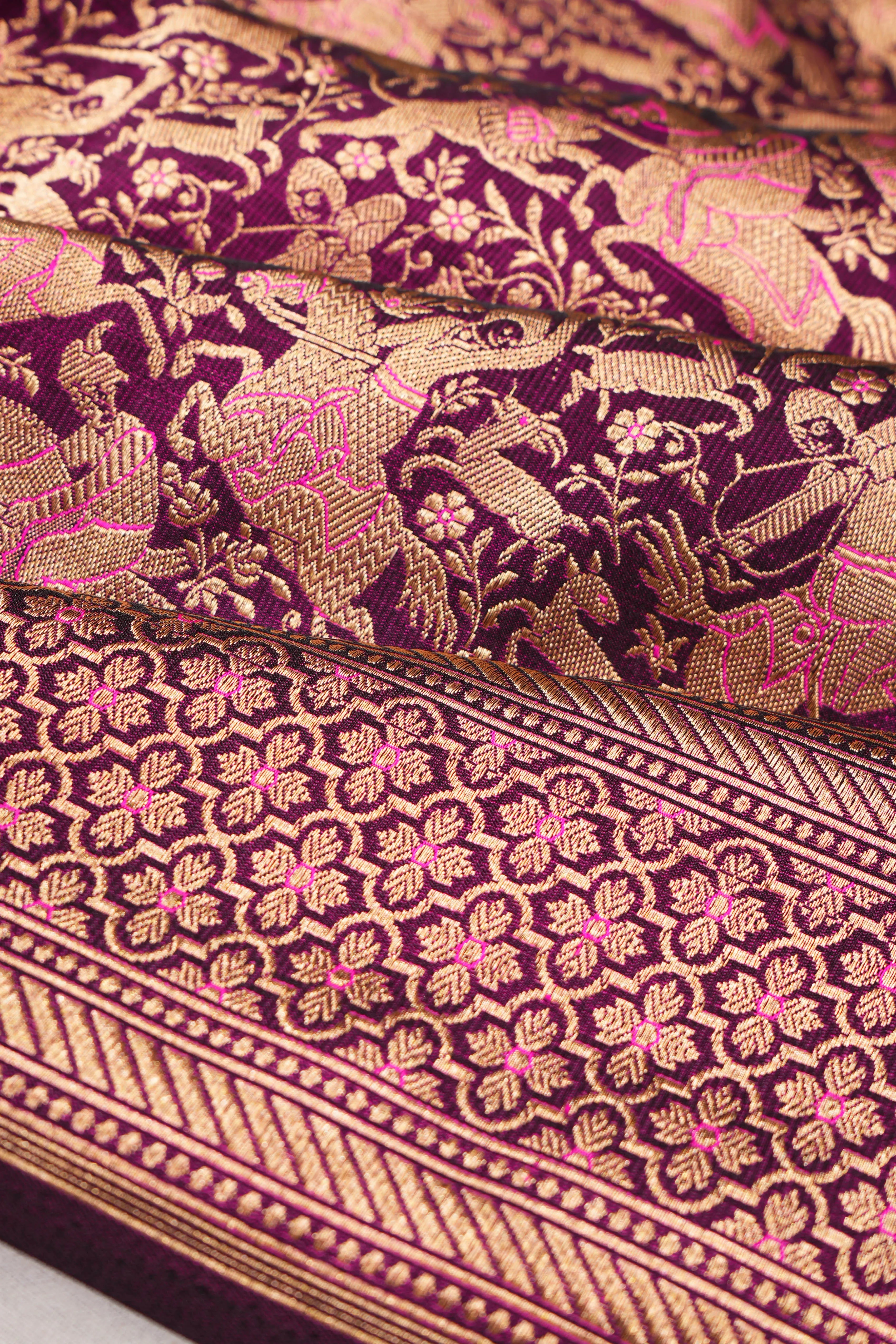 Banarasi Silk Jaal Purple Saree