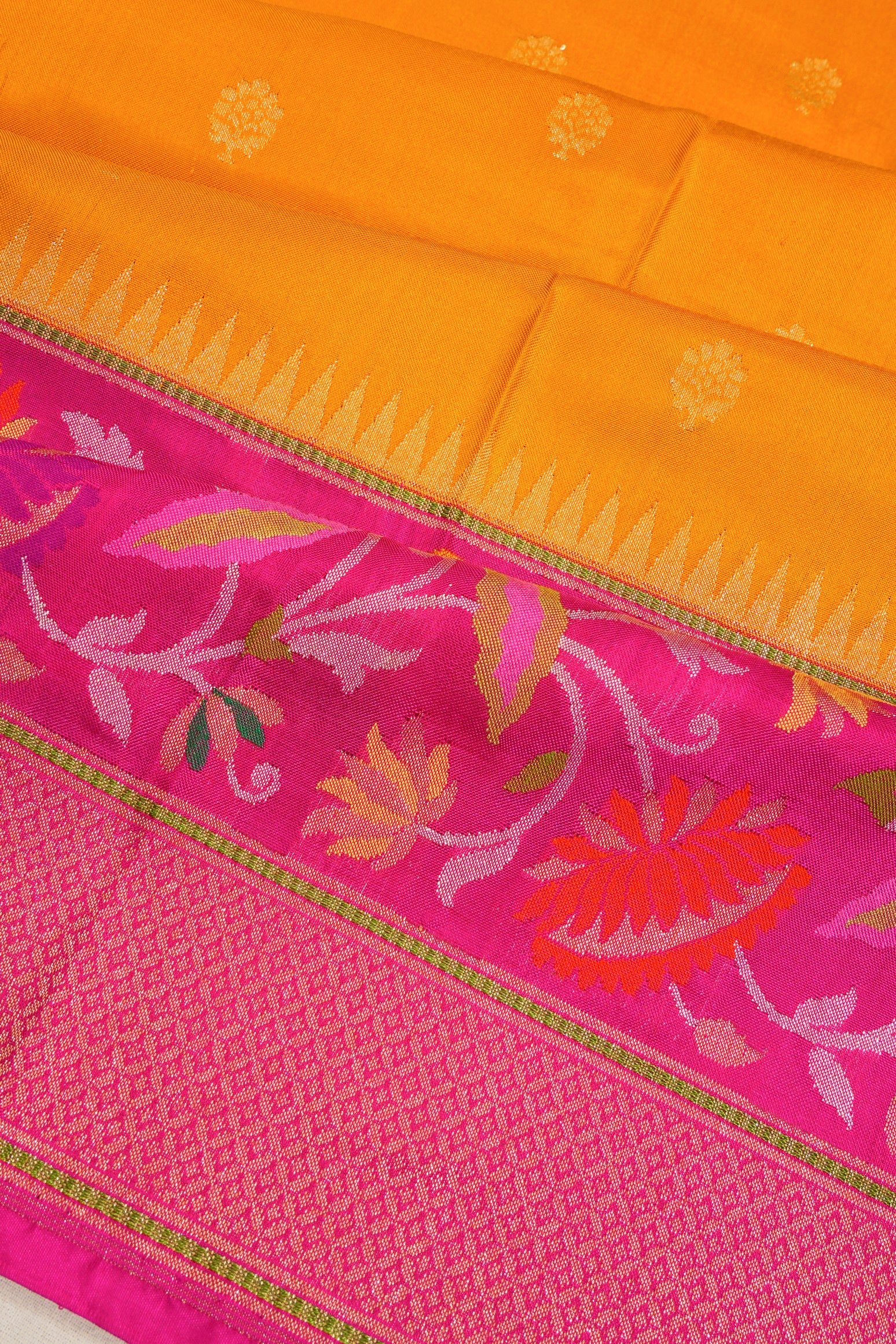 Banarasi Silk Butta Orange Saree