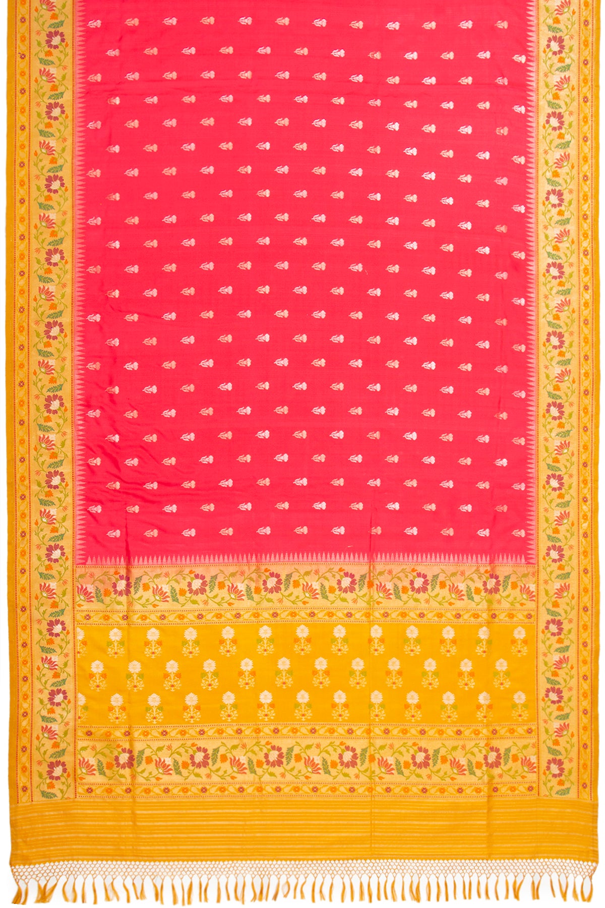 Banarasi Silk Butta Pink Saree With Jamdani Border