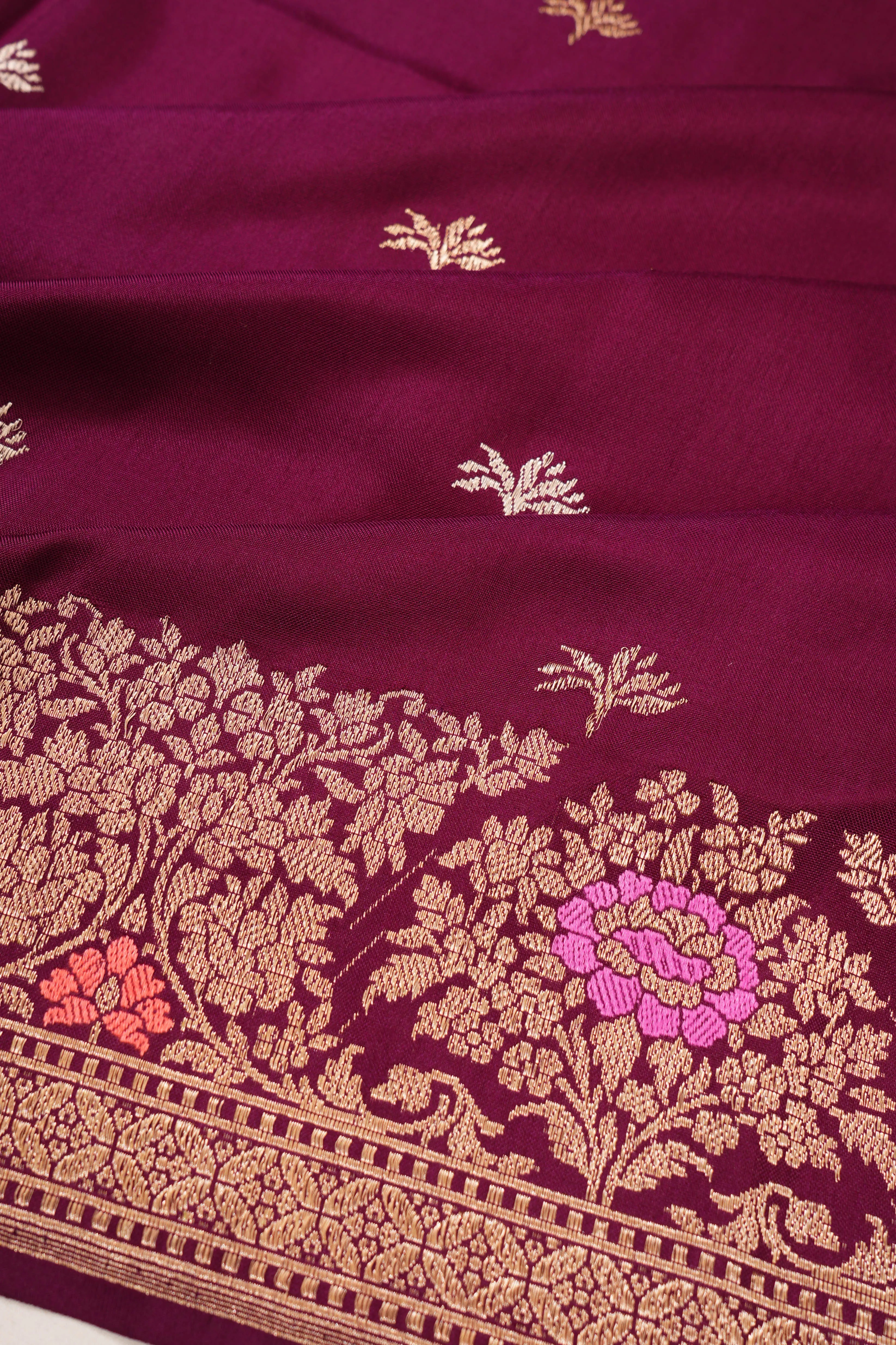 Banarasi Katan Silk Butta Purple Saree