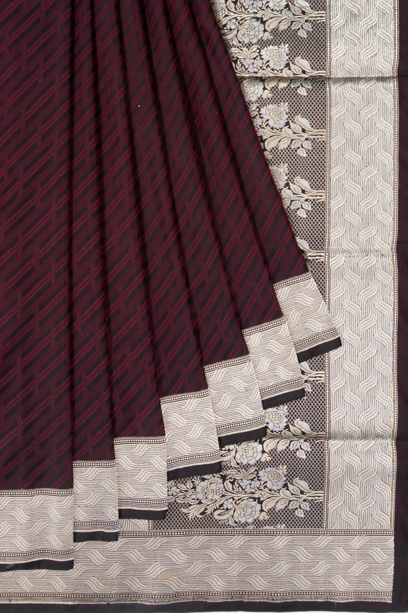 Banarasi Silk Brocade Black And Maroon Saree