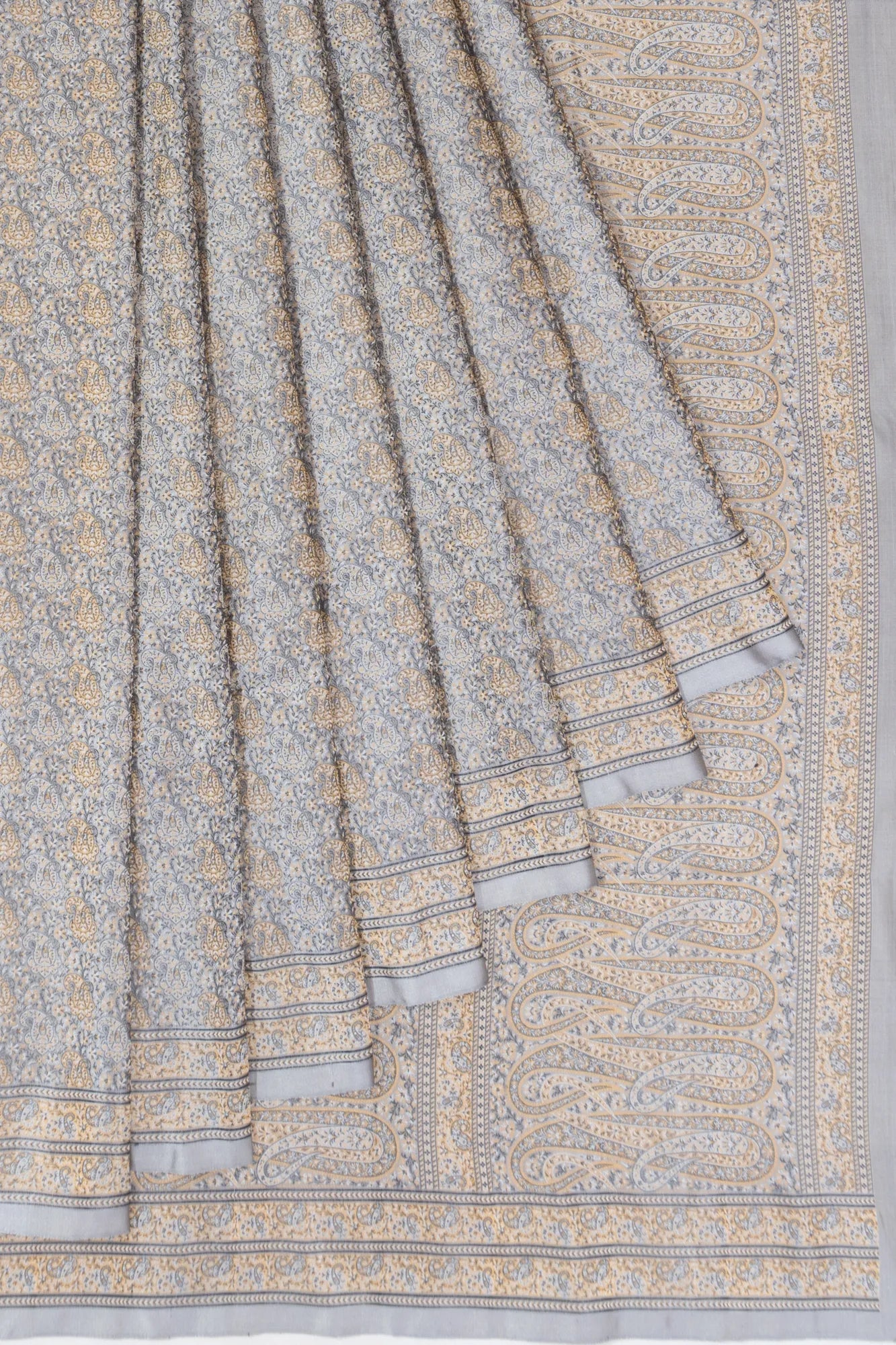 Banarasi Silk Tanchoi Brocade Pastel Grey Saree