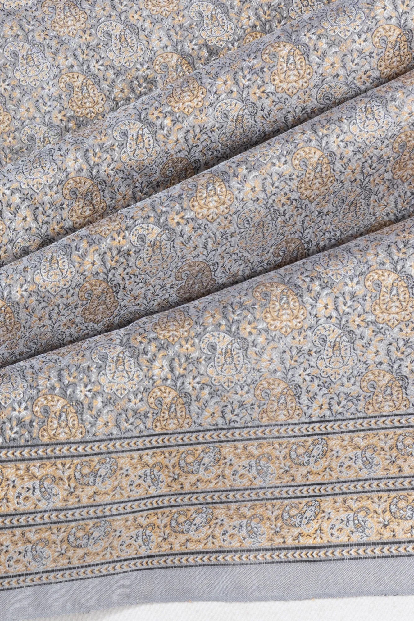 Banarasi Silk Tanchoi Brocade Pastel Grey Saree