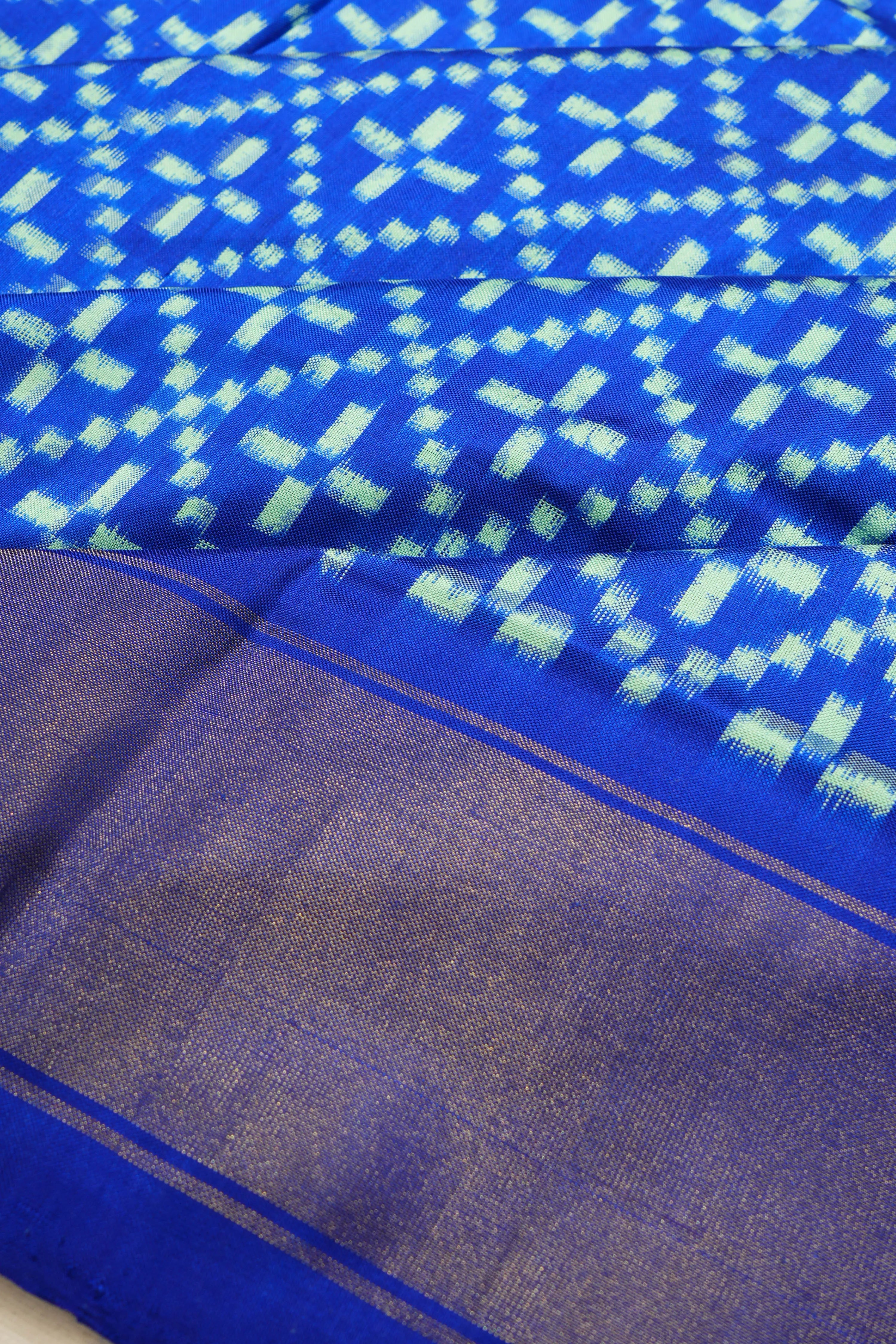 Pochampally Silk Ikat Royal Blue Saree