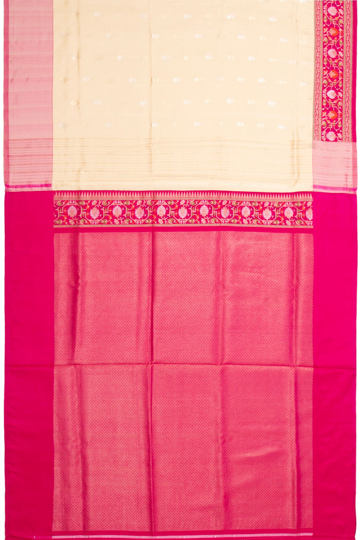 Banarasi Silk Butta Cream Saree