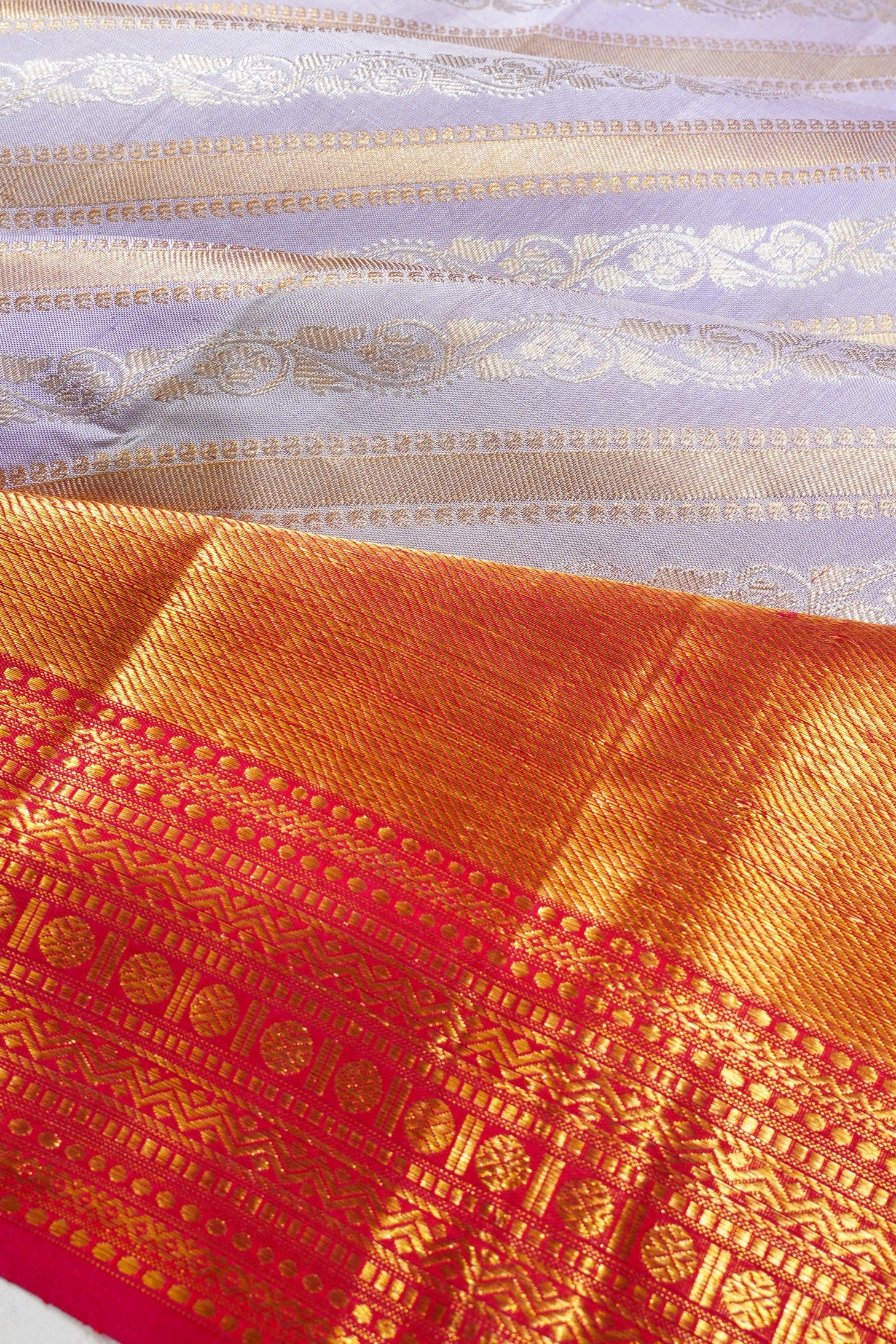 Kanchipuram Silk Brocade Lavender Saree