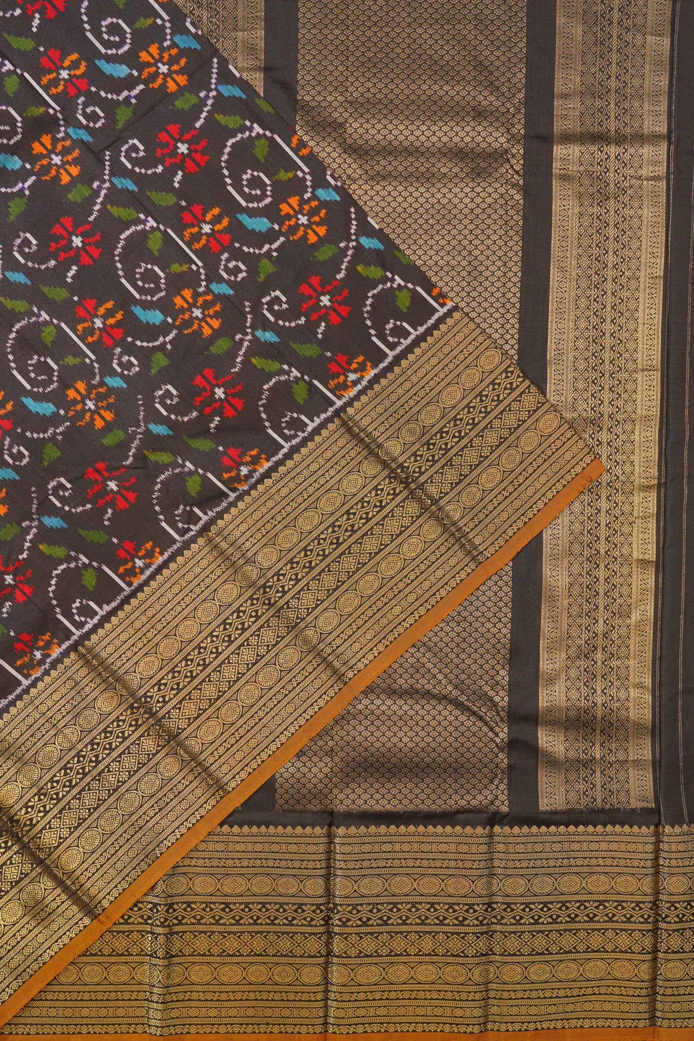 Kanchipuram Silk Ikat Black Saree
