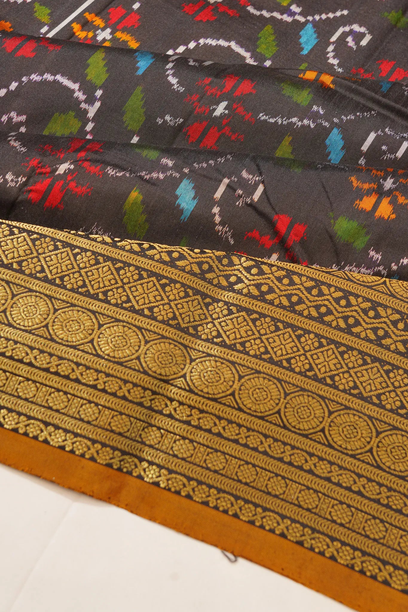 Kanchipuram Silk Ikat Black Saree