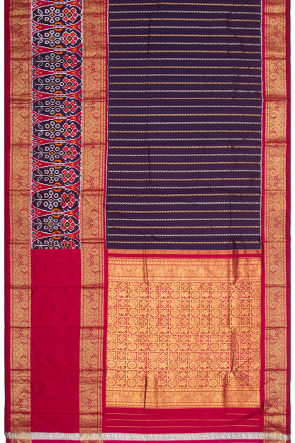 Kanchipuram Silk Vertical Lines Violet Saree