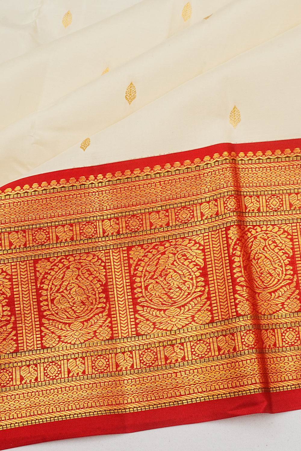 Kanchipuram Silk Butta Off White Saree