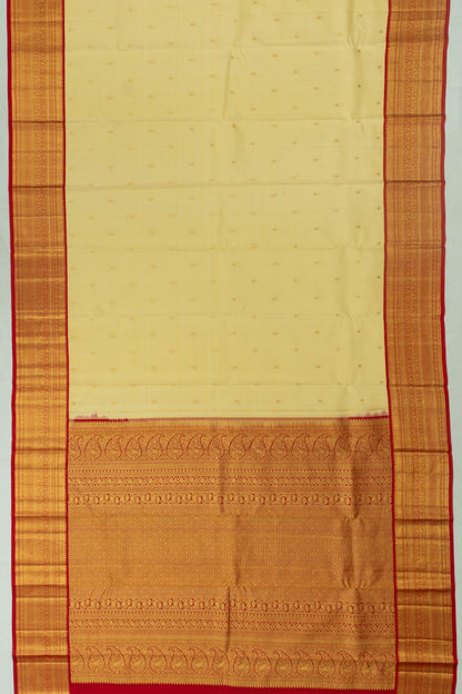 Classic Kanchipuram Silk Butta Cream Saree