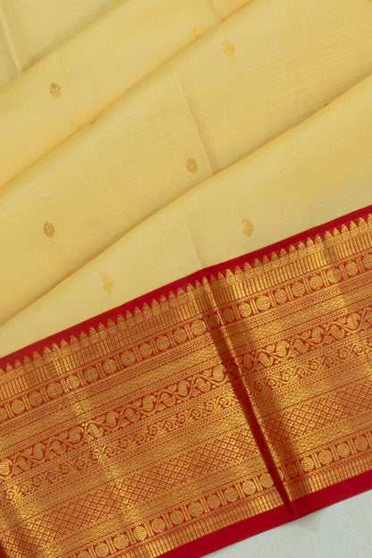 Classic Kanchipuram Silk Butta Cream Saree